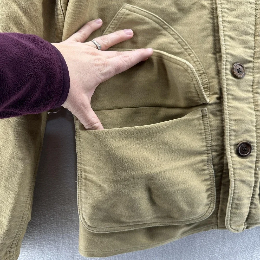Visvim Jacket Mens Large Beige Canvas Corduroy Collar Workwear Made In Japan - Picture 6 of 11
